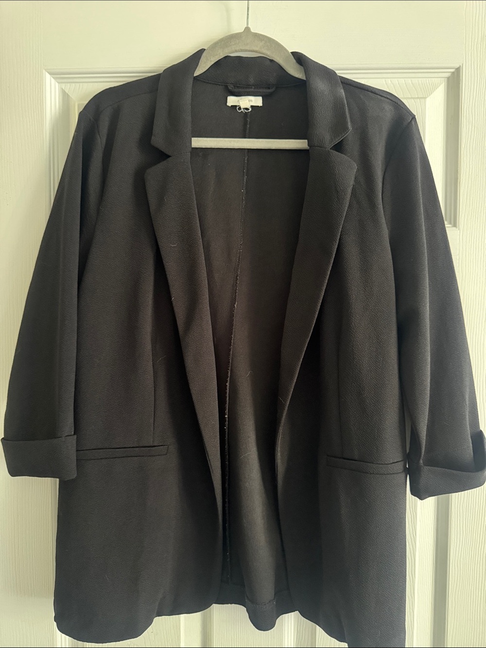 Maurices Black Open-Front Blazer with Cuffed Sleeves
